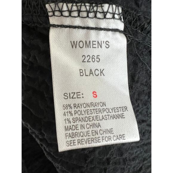 WOOLRICH Crinkle Black Short Sleeve Button-Down Tie Waist Women's Shirt S Small - Picture 8 of 9